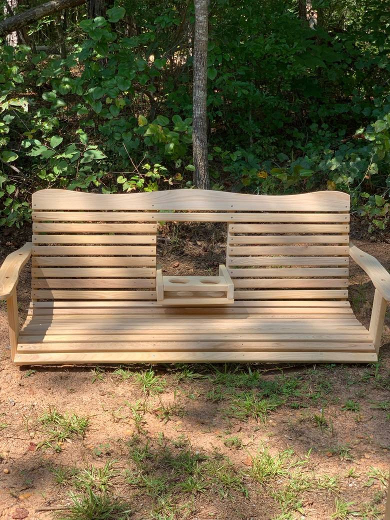 Cypress Porch Swing with Cup Holders